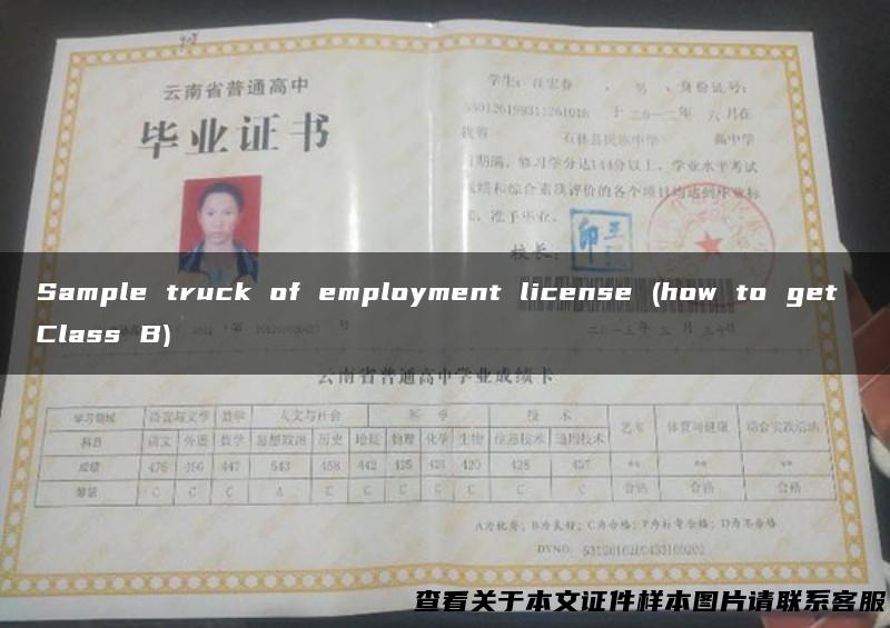 Sample truck of employment license (how to get Class B)