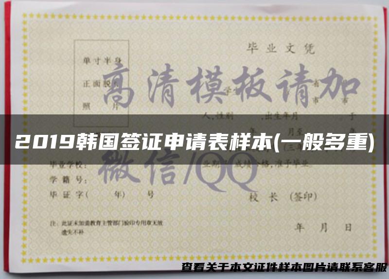 2019韩国签证申请表样本(一般多重)