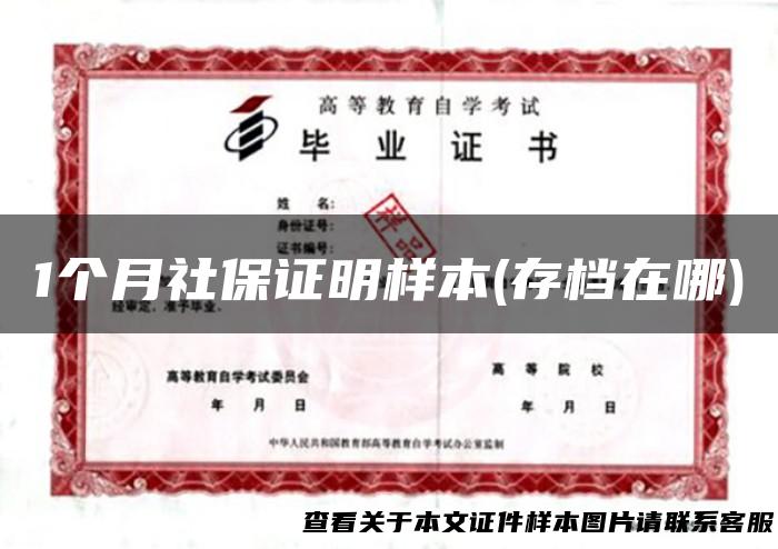 1个月社保证明样本(存档在哪)