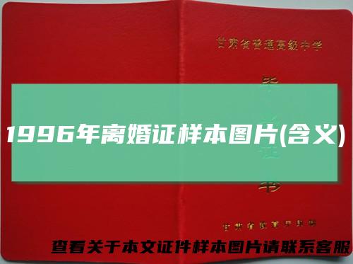 1996年离婚证样本图片(含义)