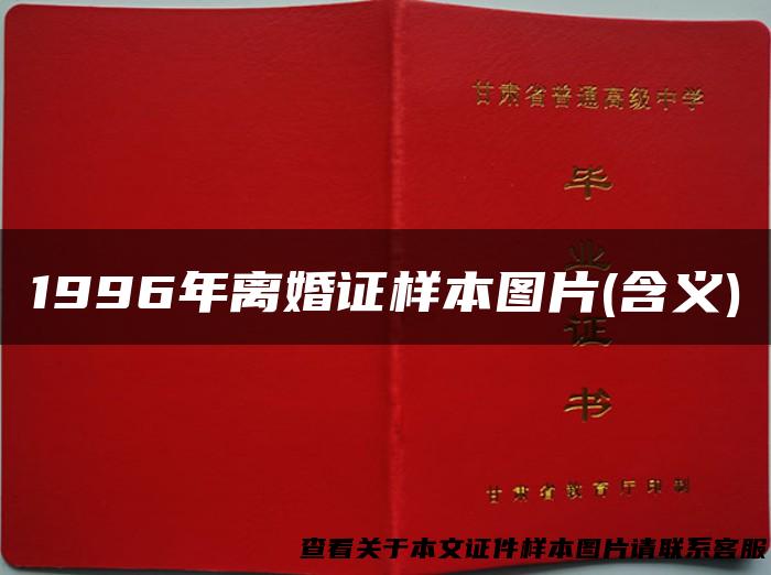 1996年离婚证样本图片(含义)