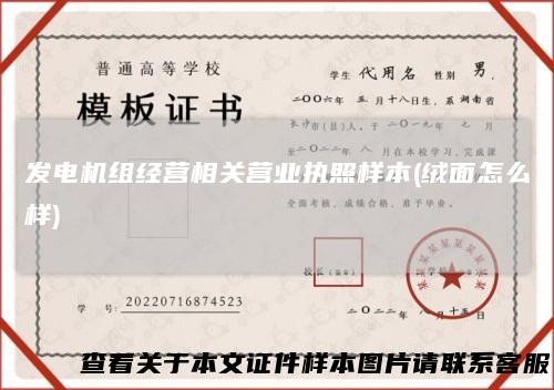 发电机组经营相关营业执照样本(绒面怎么样)