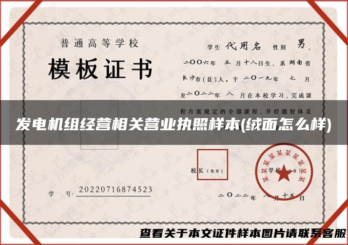 发电机组经营相关营业执照样本(绒面怎么样)