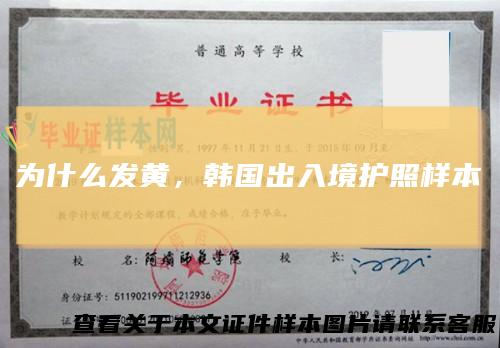 为什么发黄，韩国出入境护照样本