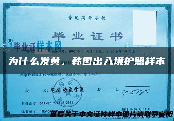 为什么发黄，韩国出入境护照样本