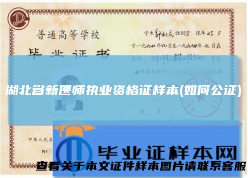 湖北省新医师执业资格证样本(如何公证)