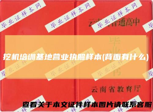 挖机培训基地营业执照样本(背面有什么)
