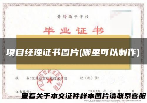 项目经理证书图片(哪里可以制作)