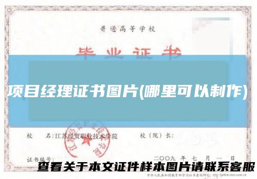 项目经理证书图片(哪里可以制作)