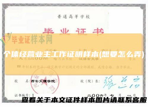 个体经营业主工作证明样本(想要怎么弄)