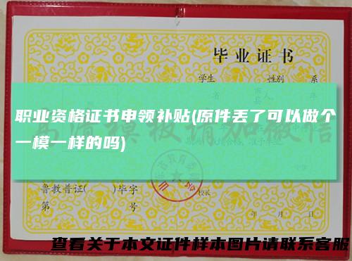 职业资格证书申领补贴(原件丢了可以做个一模一样的吗)