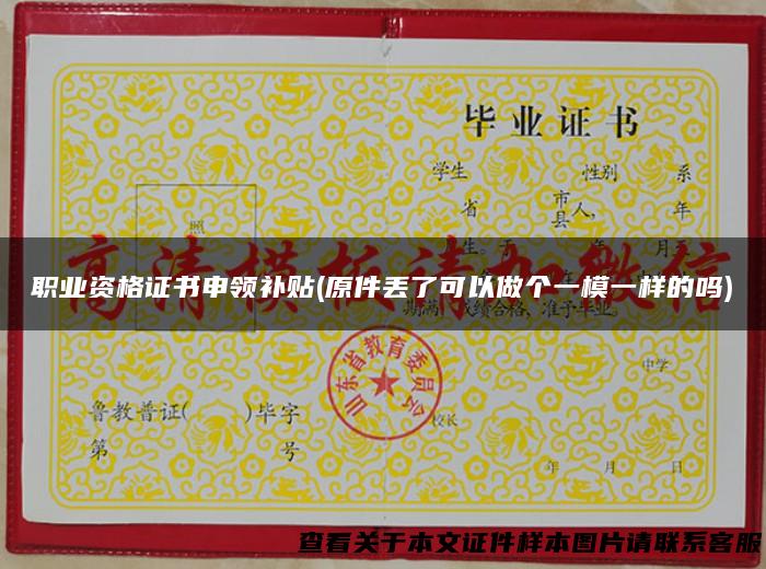 职业资格证书申领补贴(原件丢了可以做个一模一样的吗)