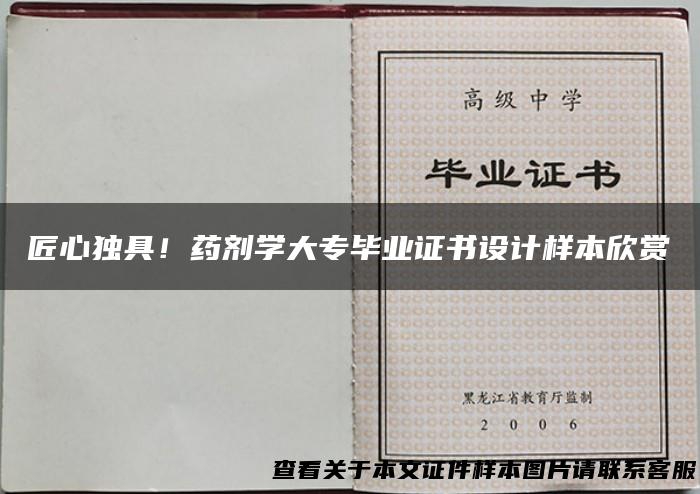 匠心独具！药剂学大专毕业证书设计样本欣赏