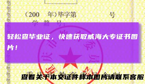 轻松查毕业证，快速获取威海大专证书图片！