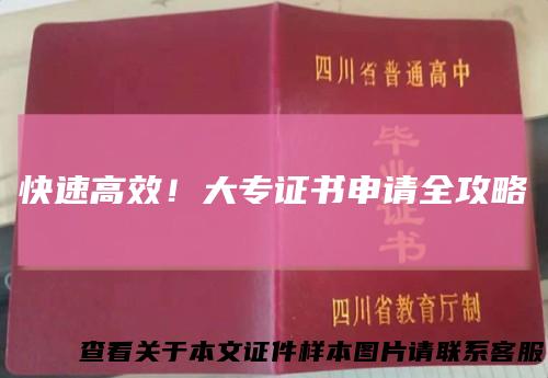 快速高效！大专证书申请全攻略