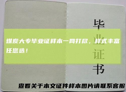 煤炭大专毕业证样本一网打尽，样式丰富任您选！