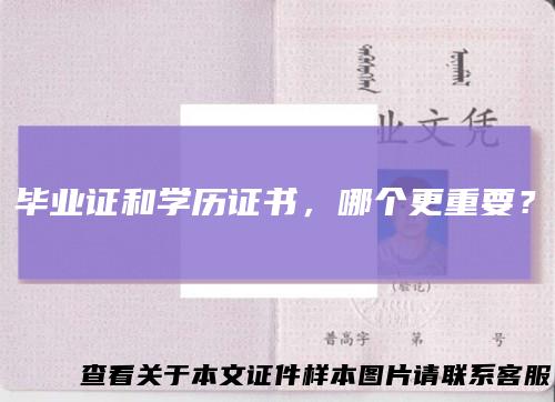 毕业证和学历证书，哪个更重要？