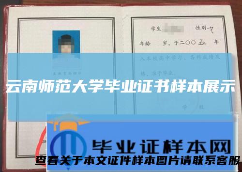 云南师范大学毕业证书样本展示