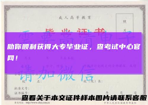 助你顺利获得大专毕业证,查考试中心官网!