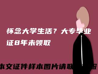 怀念大学生活？大专毕业证8年未领取