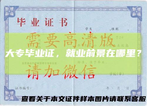 大专毕业证，就业前景在哪里？