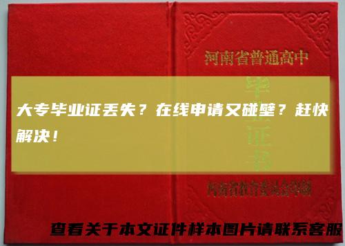 大专毕业证丢失？在线申请又碰壁？赶快解决！