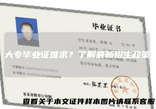 大专毕业证难求？了解最新招生政策