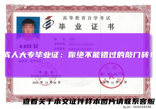 成人大专毕业证：你绝不能错过的敲门砖！