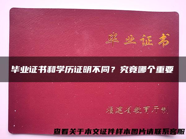 毕业证书和学历证明不同？究竟哪个重要