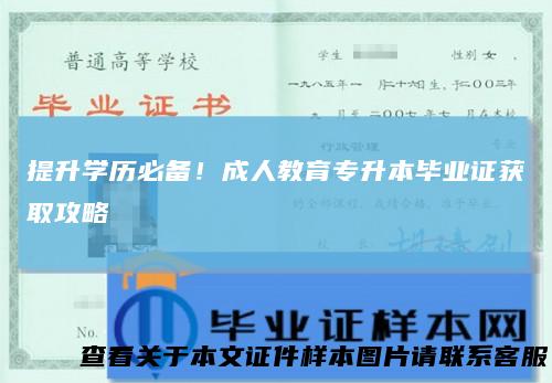 提升学历必备！成人教育专升本毕业证获取攻略
