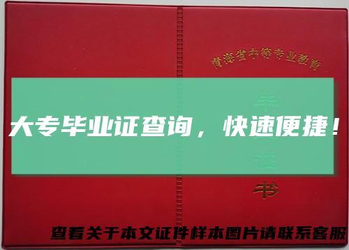 大专毕业证查询，快速便捷！