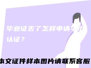毕业证丢了怎样申请学历认证？
