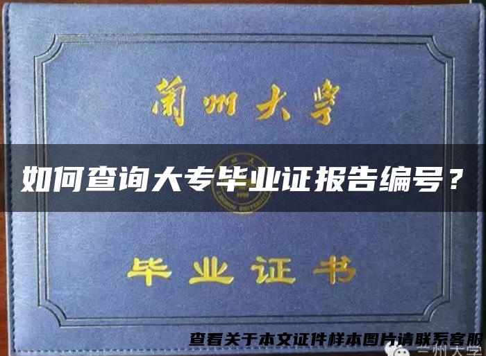 如何查询大专毕业证报告编号？