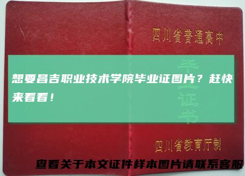 想要昌吉职业技术学院毕业证图片？赶快来看看！