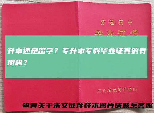 升本还是留学？专升本专科毕业证真的有用吗？