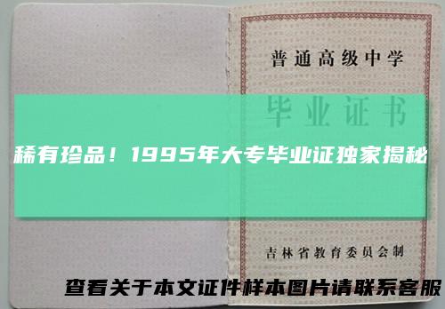 稀有珍品！1995年大专毕业证独家揭秘