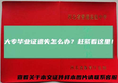 大专毕业证遗失怎么办？赶紧看这里！