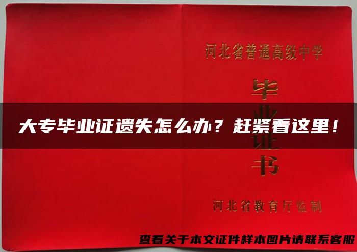 大专毕业证遗失怎么办？赶紧看这里！