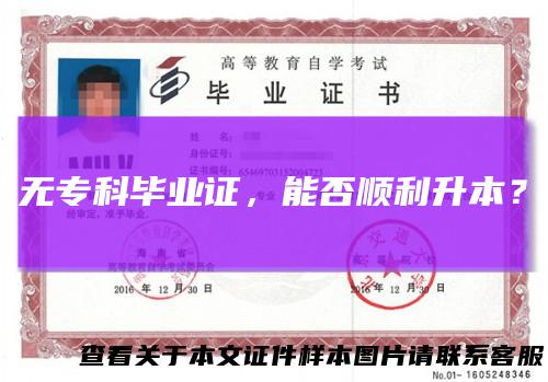 无专科毕业证,能否顺利升本?