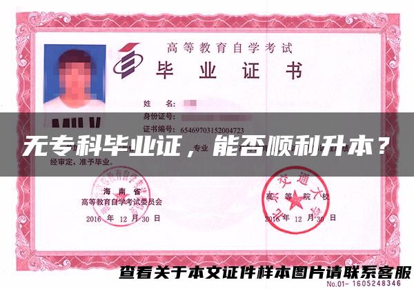 无专科毕业证，能否顺利升本？