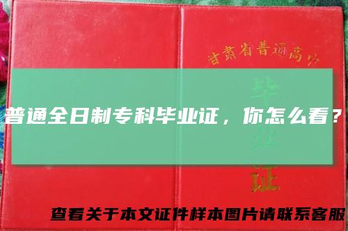 普通全日制专科毕业证,你怎么看?