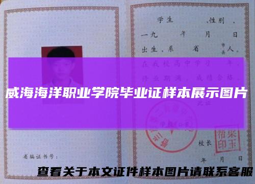威海海洋职业学院毕业证样本展示图片