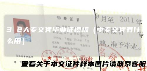 3 2大专文凭毕业证模板（中专文凭有什么用）