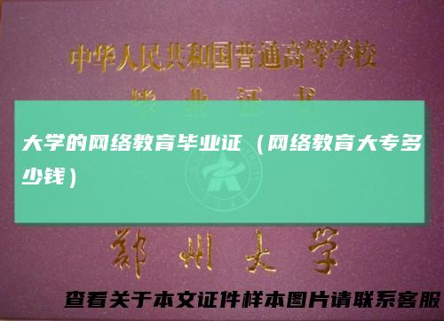 大学的网络教育毕业证（网络教育大专多少钱）