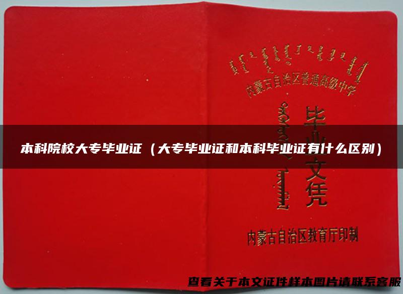 本科院校大专毕业证（大专毕业证和本科毕业证有什么区别）