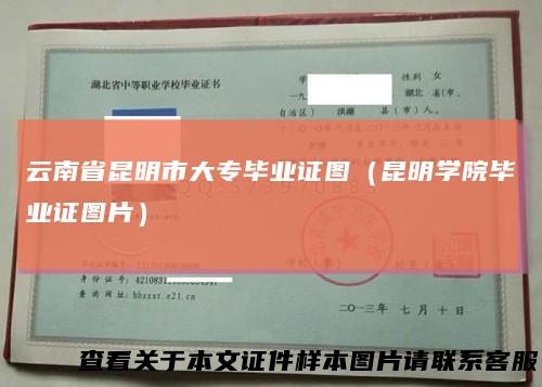 云南省昆明市大专毕业证图（昆明学院毕业证图片）