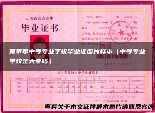 南京市中等专业学校毕业证图片样本（中等专业学校是大专吗）