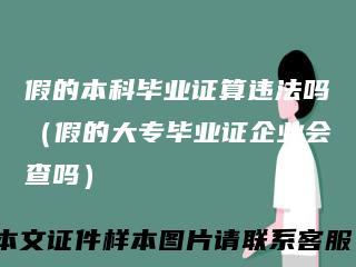 假的本科毕业证算违法吗（假的大专毕业证企业会查吗）
