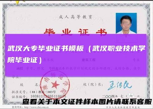 武汉大专毕业证书模板（武汉职业技术学院毕业证）