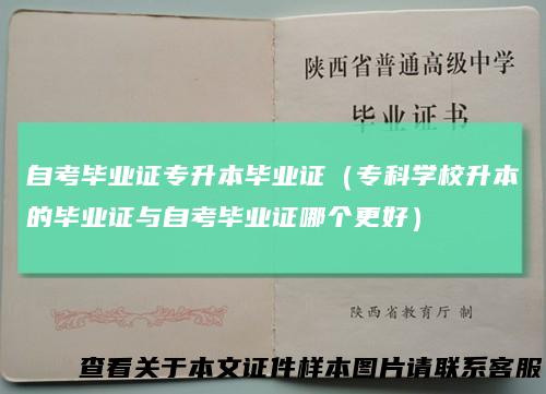 自考毕业证专升本毕业证(专科学校升本的毕业证与自考毕业证哪个更好)